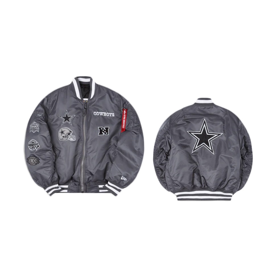 cowboys gray alpha industries ma 1 bomber jacket