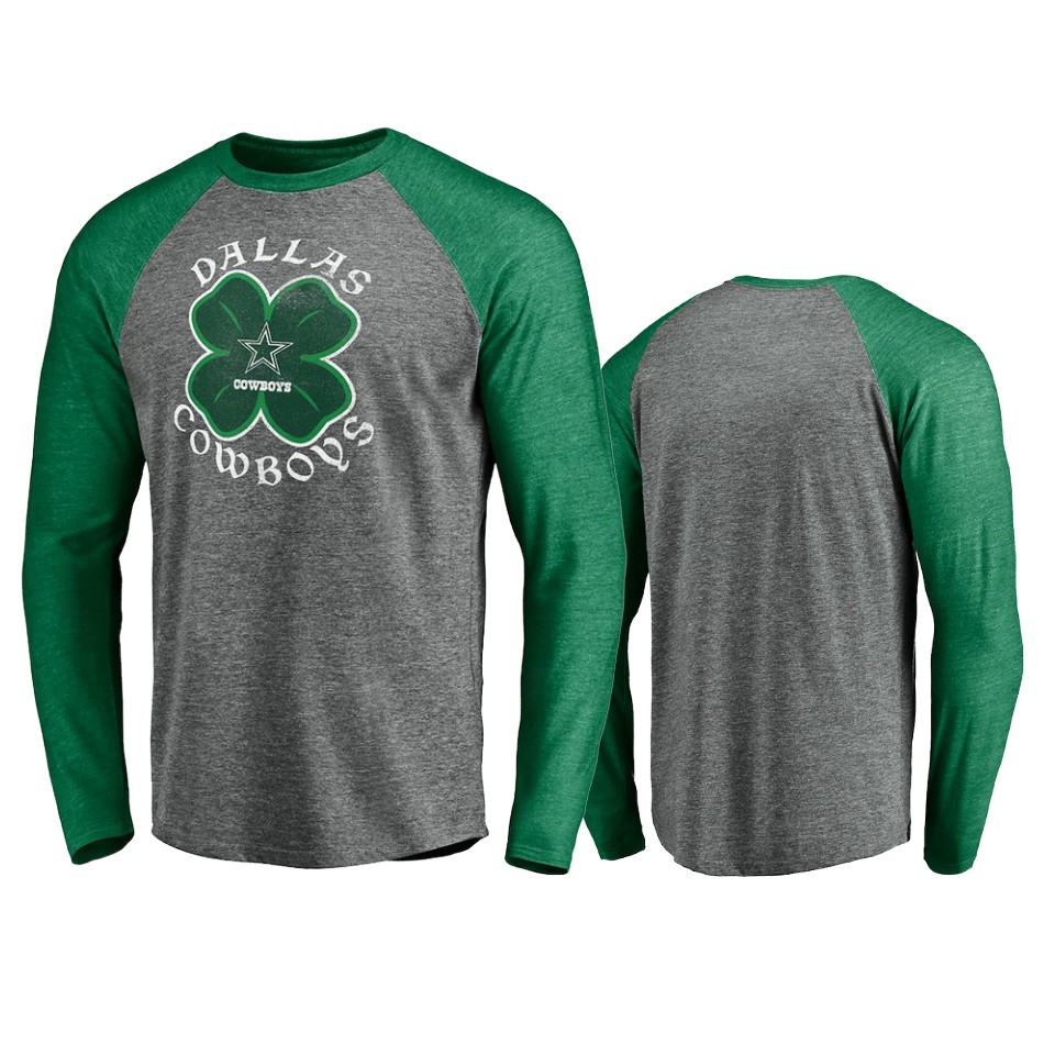 cowboys gray green st. patrick's day celtic crew t shirt