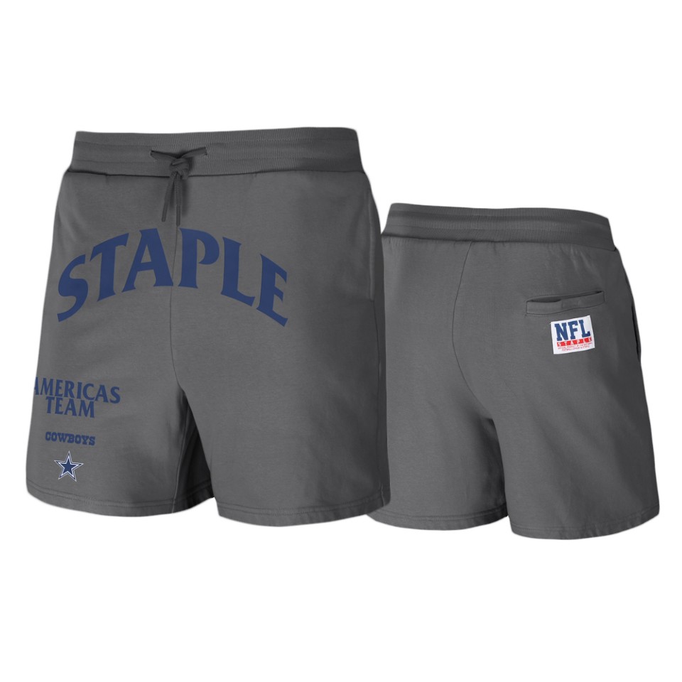 cowboys gray staple throwback vintage wash fleece shorts