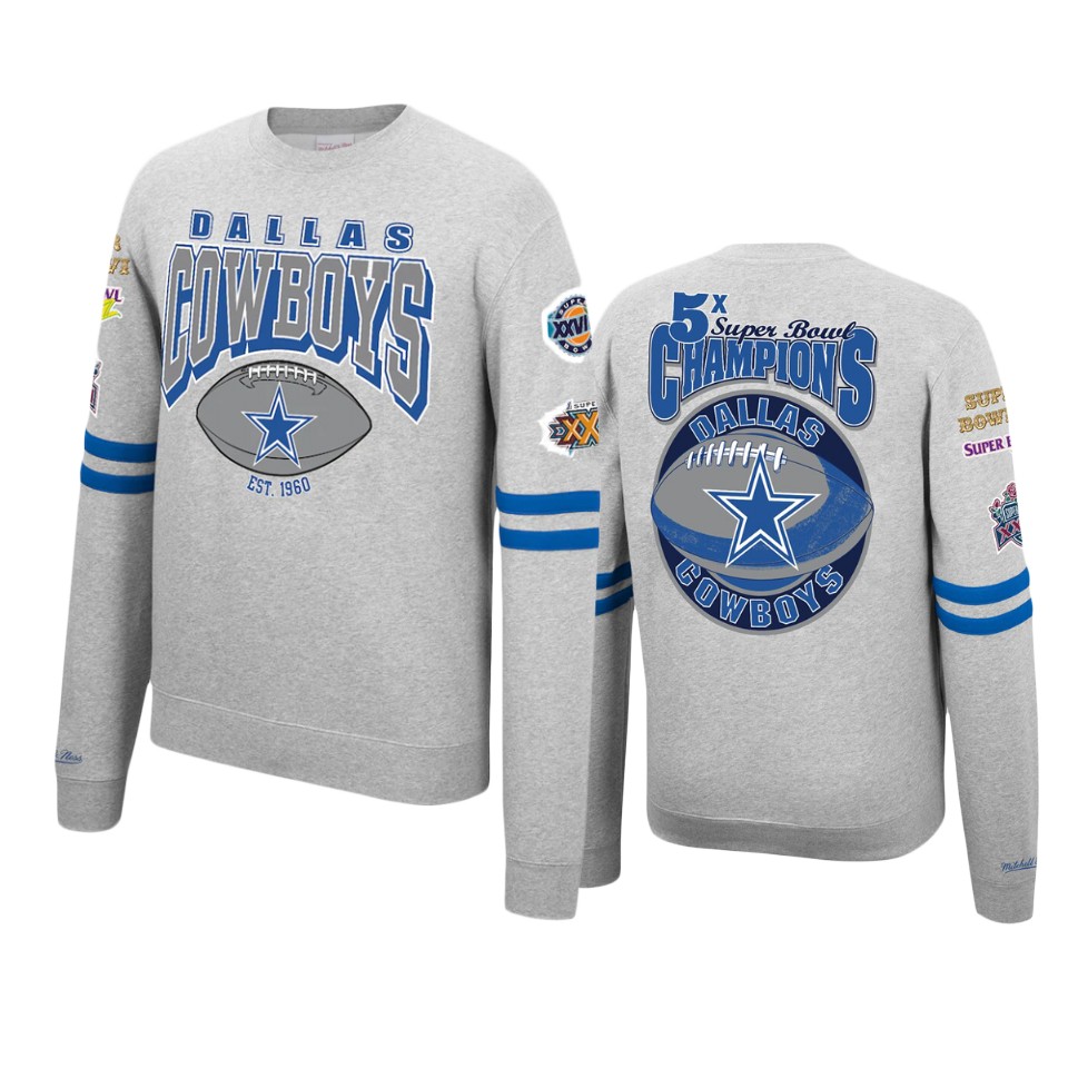 cowboys heathered gray allover fleece pullover sweatshirt