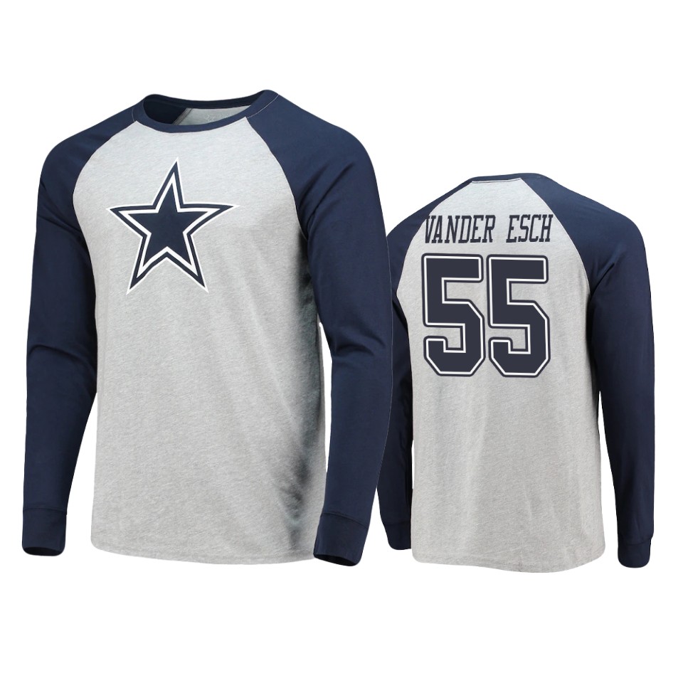 cowboys leighton vander esch navy gray team logo powell raglan t shirt