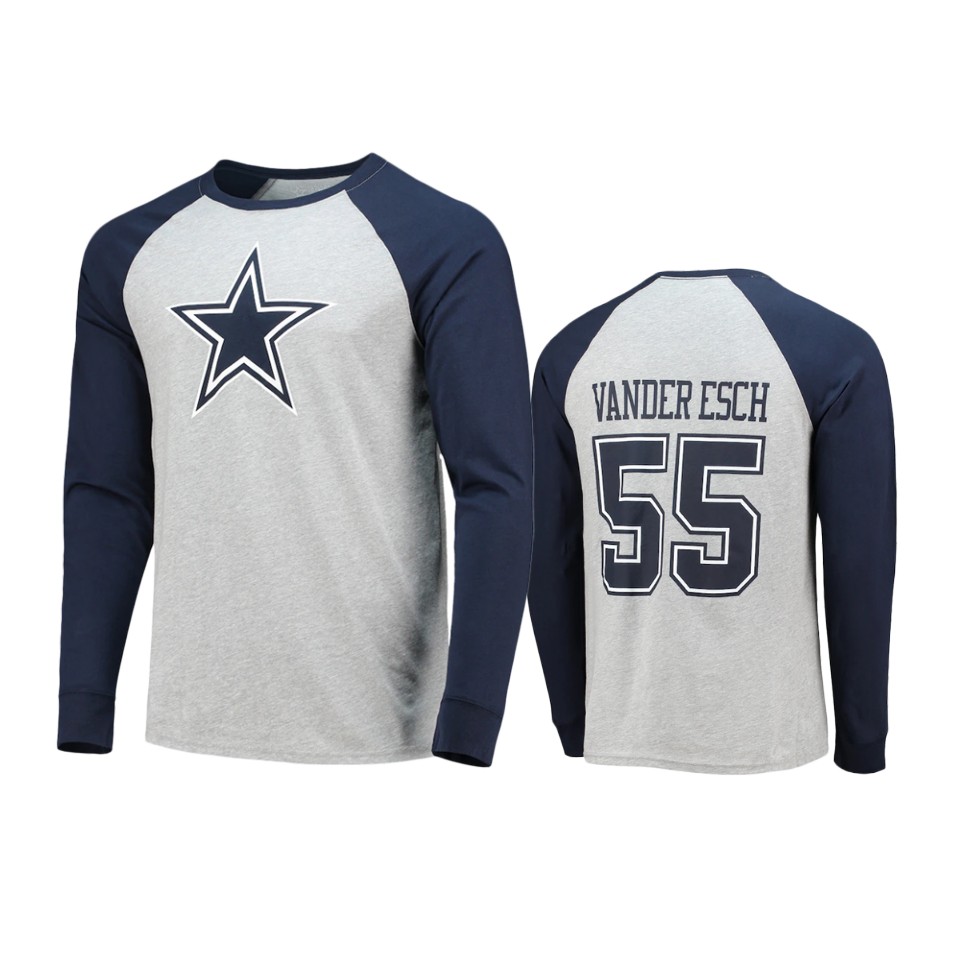 cowboys leighton vander esch navy powell raglan long sleeve t shirt