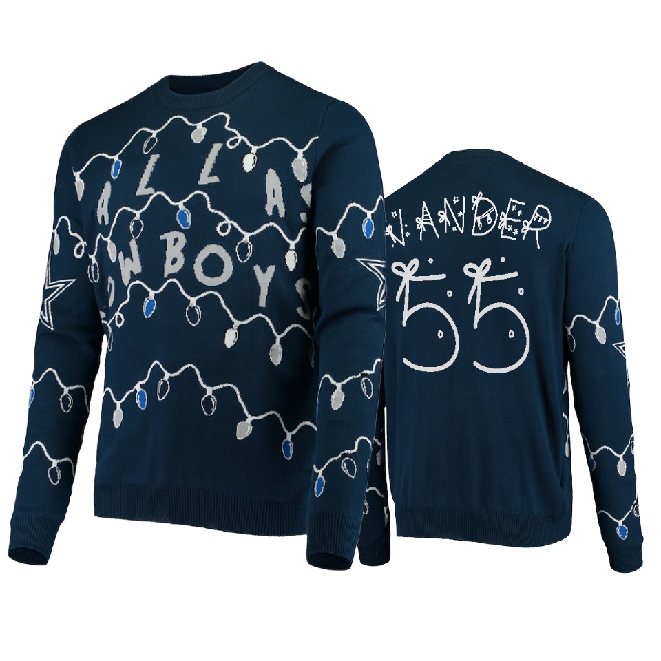 cowboys leighton vander esch navy ugly light up sweater