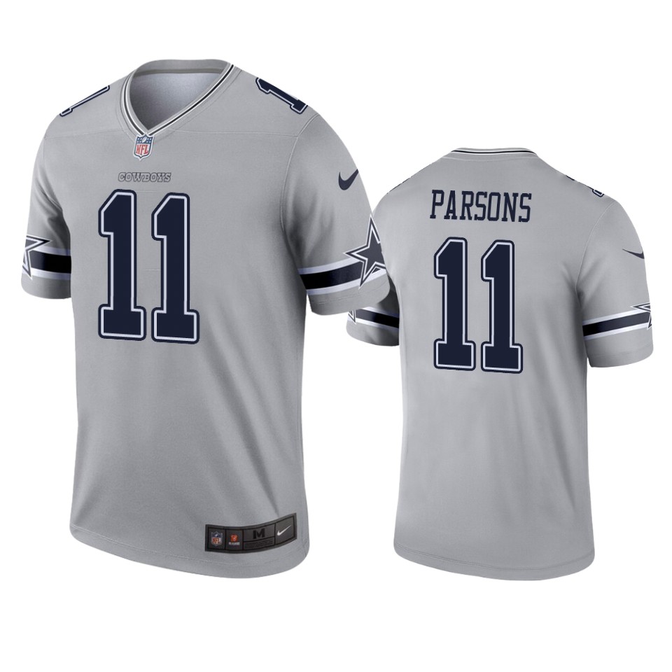 cowboys micah parsons gray inverted legend jersey