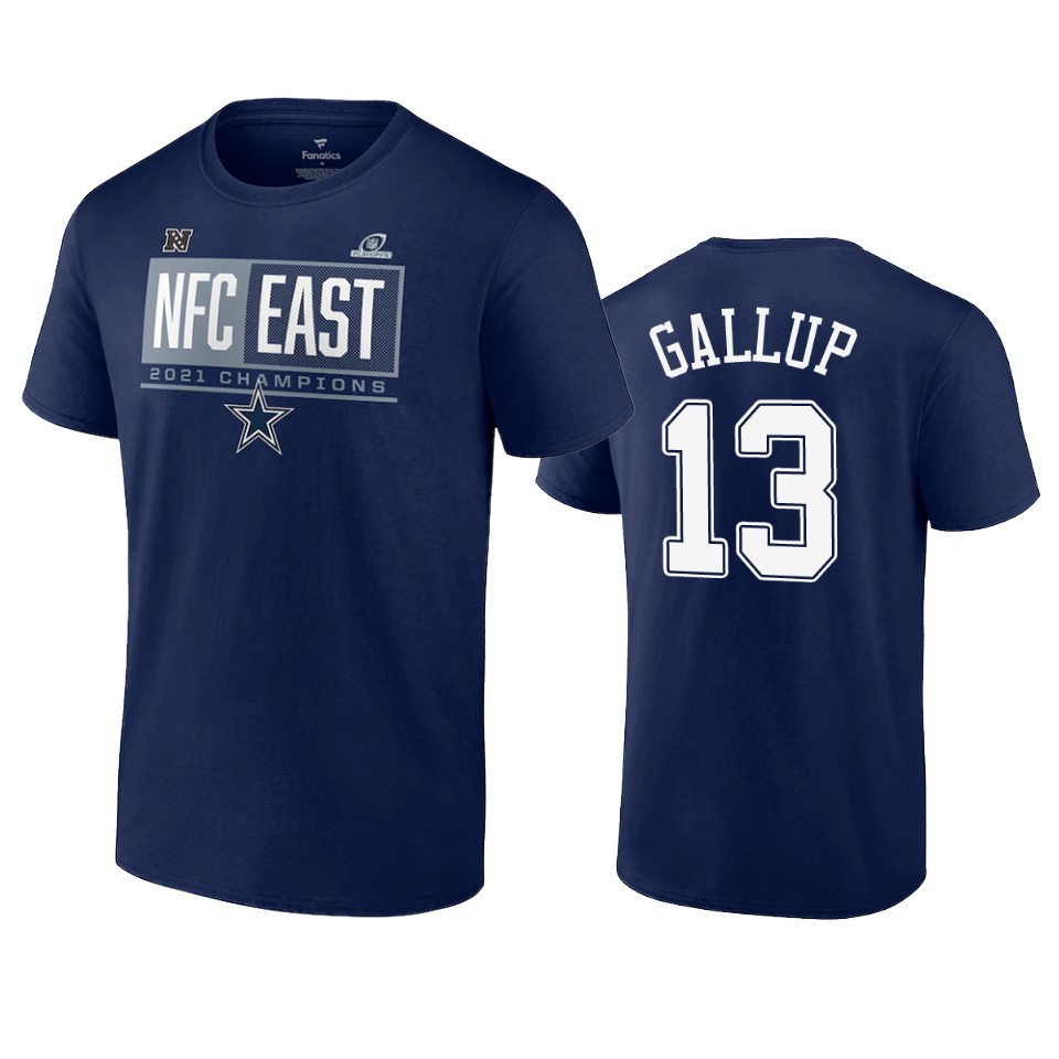 cowboys michael gallup navy 2021 nfc east division champions blocked favorite t shirt
