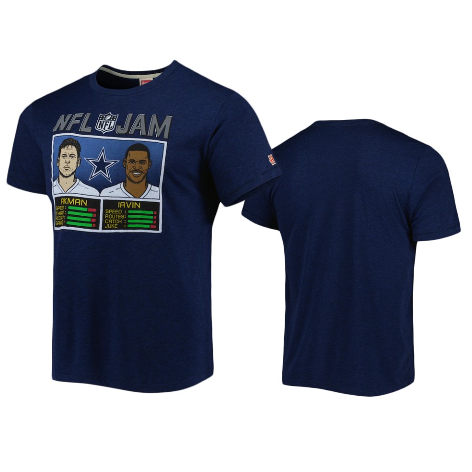 cowboys michael irvin & troy aikman navy nfl jam homage t shirt