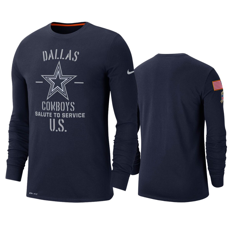 cowboys navy 2019 salute to service sideline long sleeve t shirt