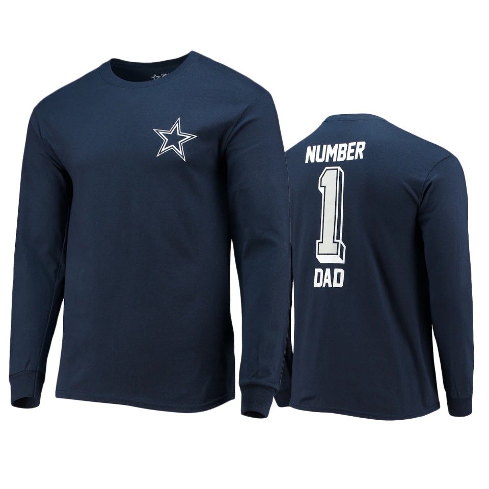 cowboys navy long sleeve no. 1 dad t shirt