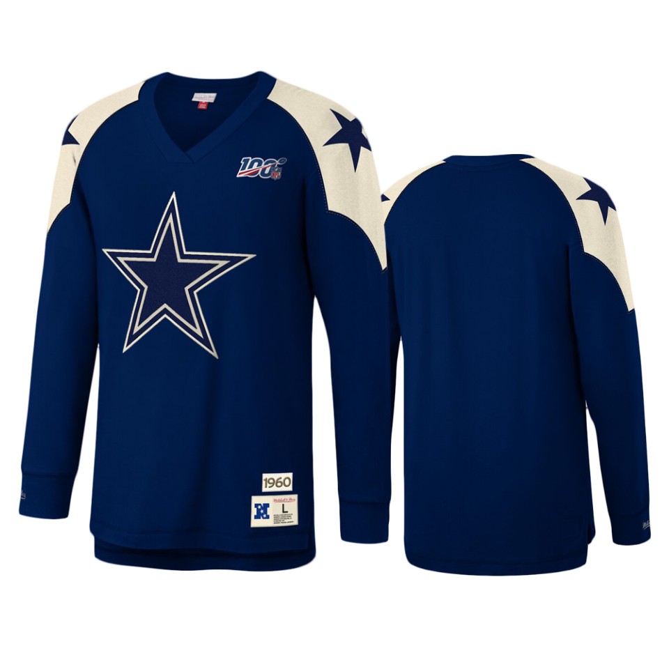 cowboys navy nfl 100 long sleeve t shirt