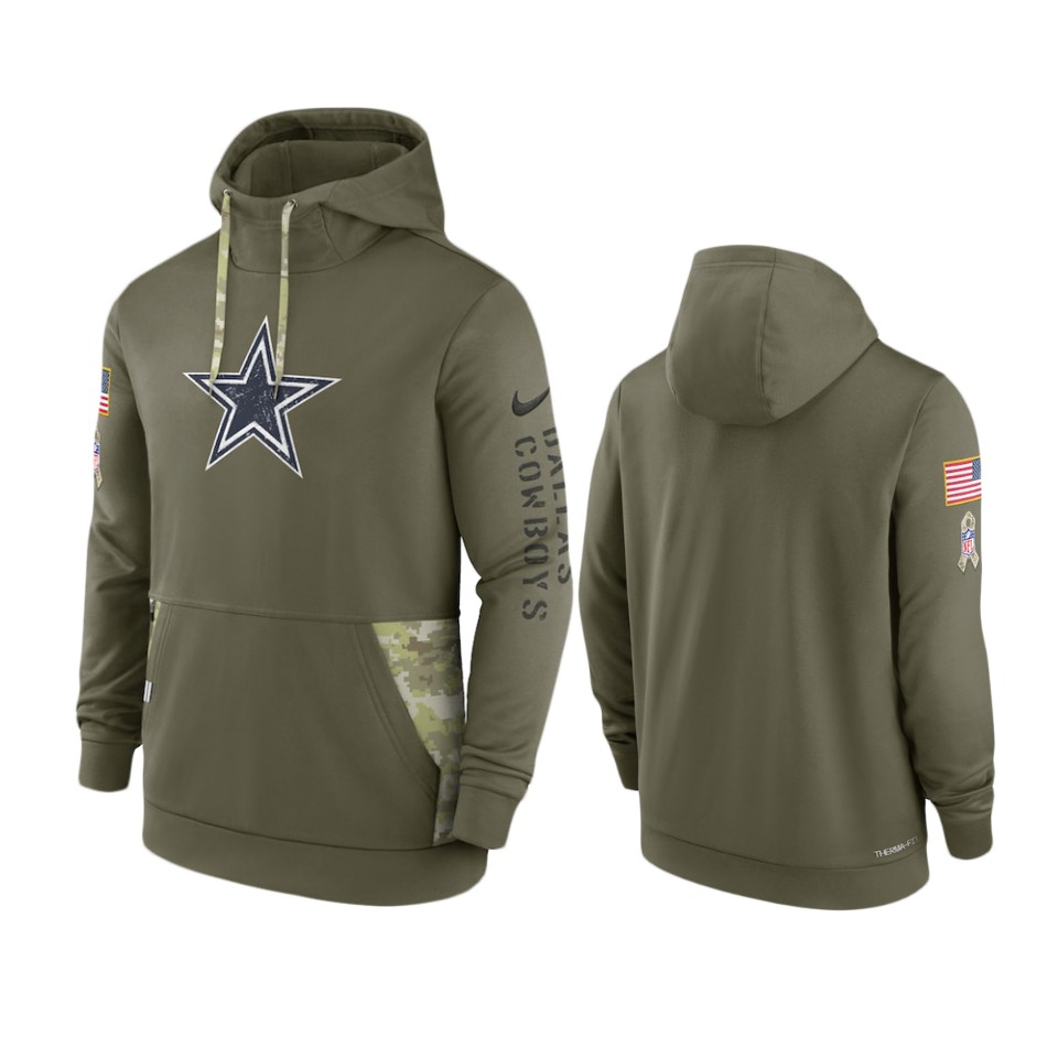 cowboys olive 2022 salute to service therma hoodie