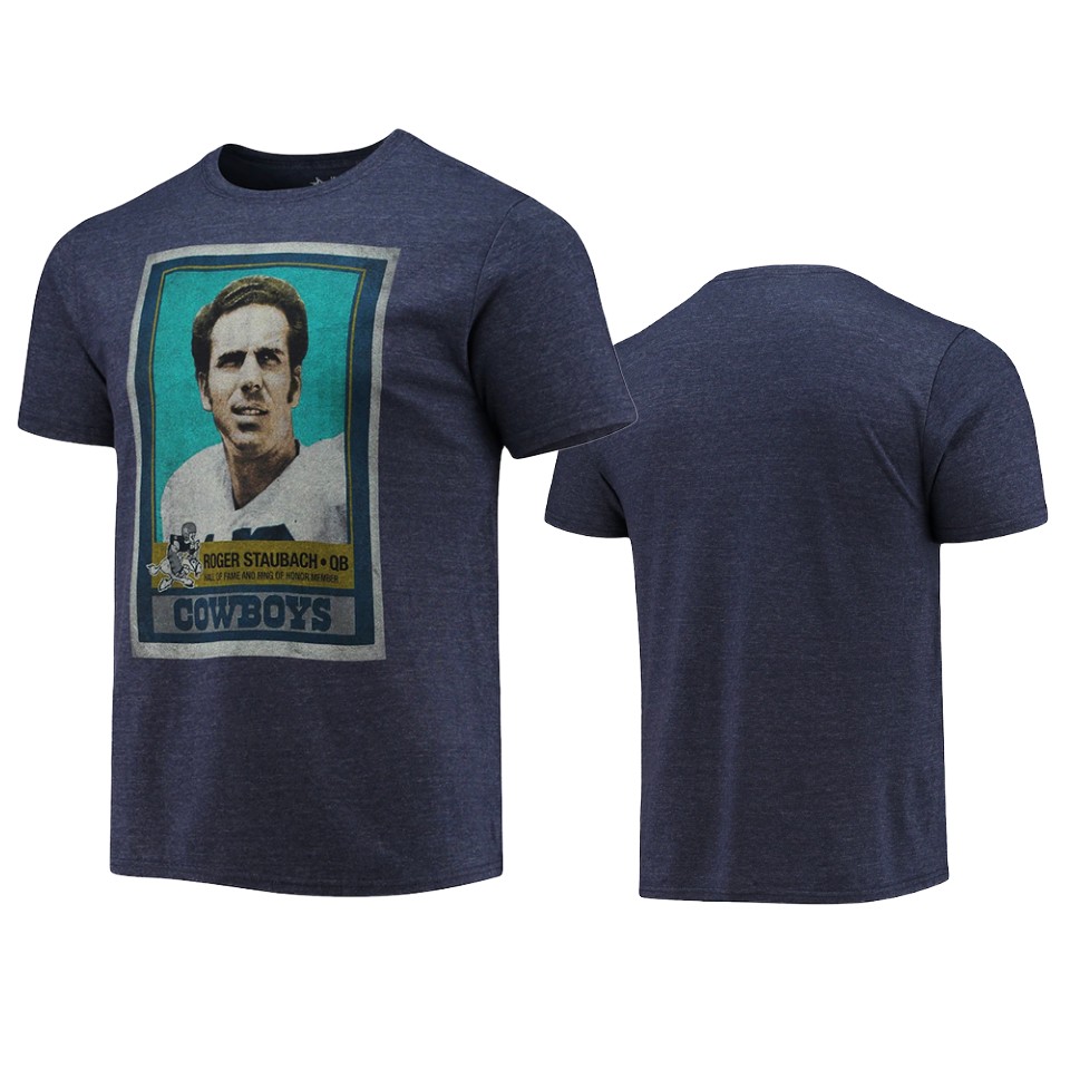 cowboys roger staubach player graphic navy retired player t shirt