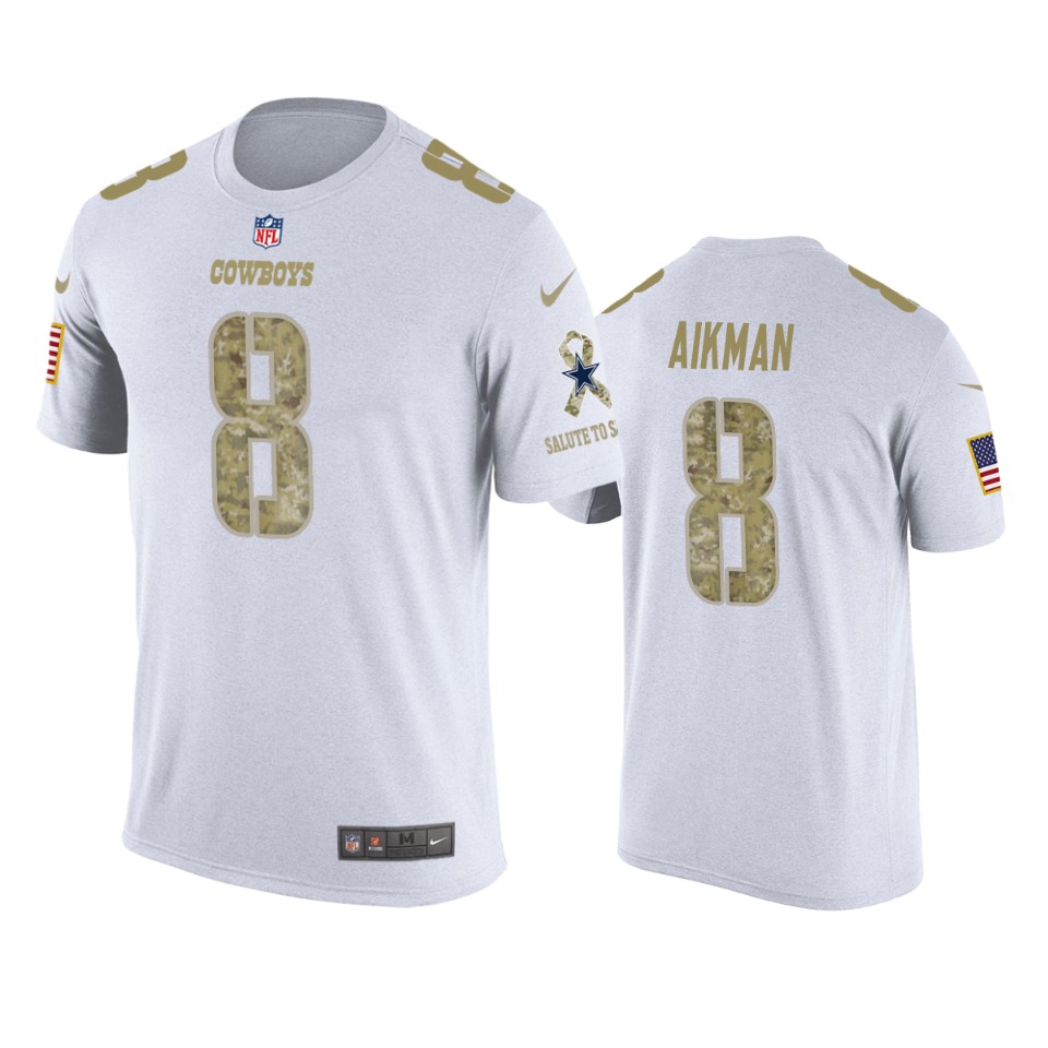 cowboys troy aikman white salute to service t shirt