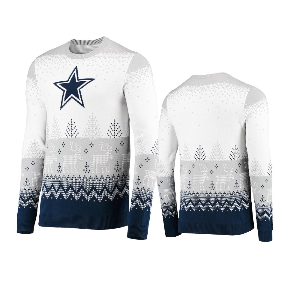 cowboys white 2021 christmas gift big logo sweater