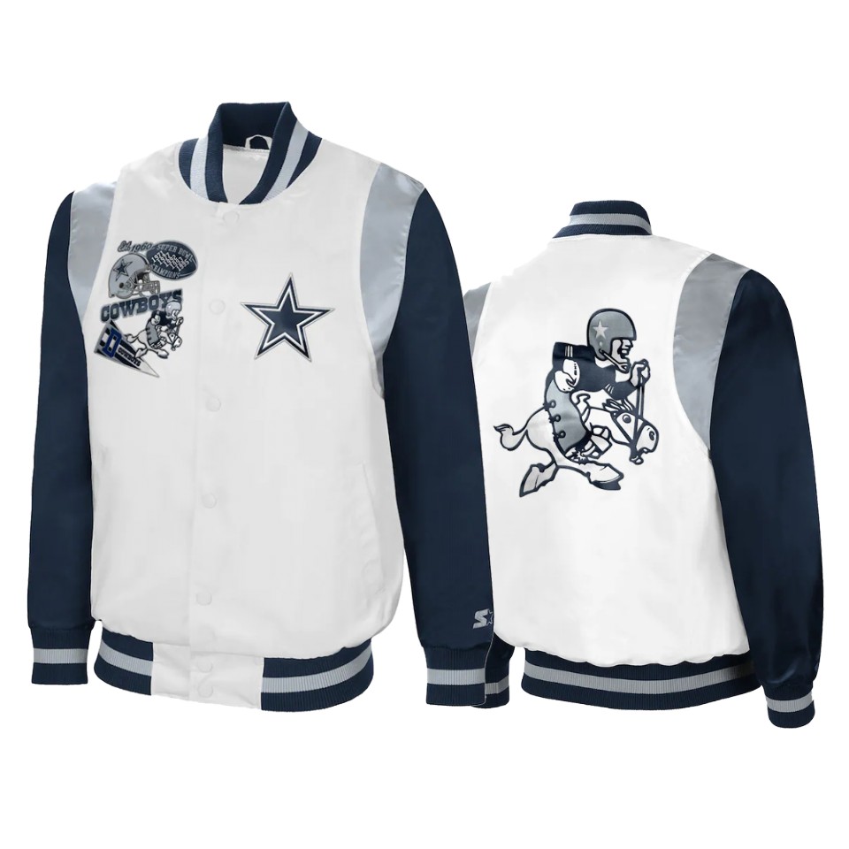 cowboys white navy retro the all american full snap jacket