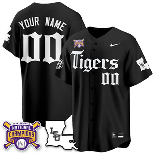 csutom Men's LSU Tigers 2025 World Series Champions Limited Jersey - All Stitched Black