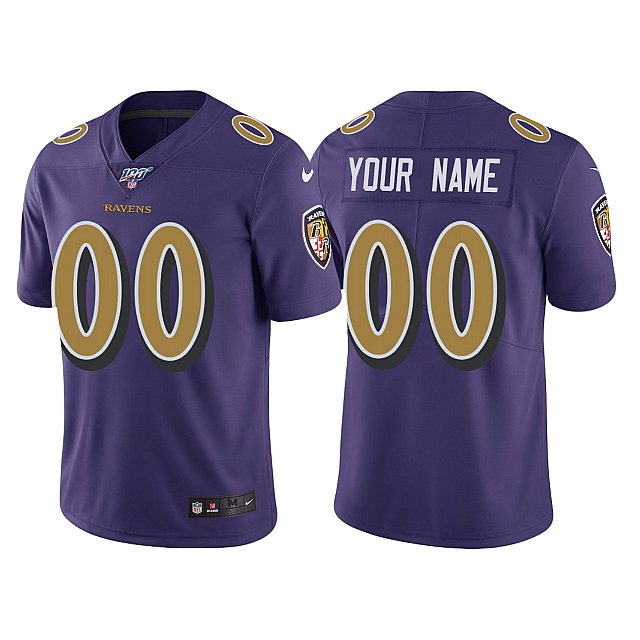 custom-100th-season-baltimore-ravens-purple-color-rush-jersey-middle