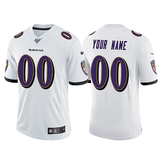 custom-100th-season-baltimore-ravens-white-vapor-limited-jersey-middle