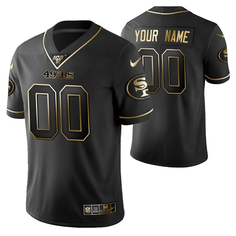 custom 100th season gold logo jersey stitched