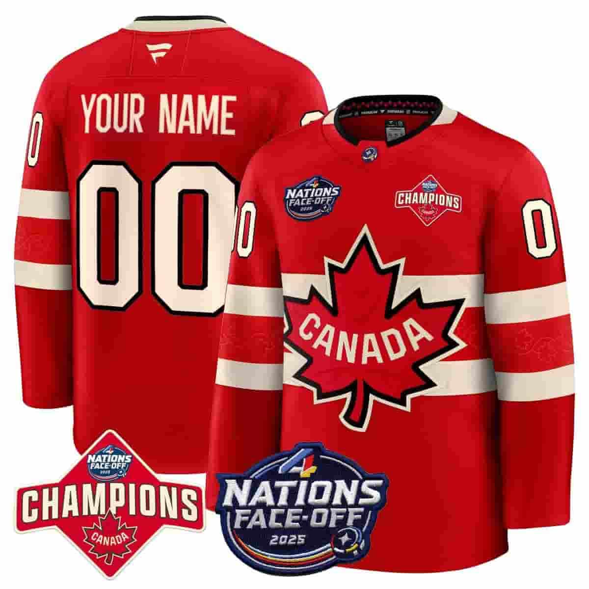 custom Canada 4 Nations Face-Off 2025 Champions Premium  Jersey - All Stitched  red