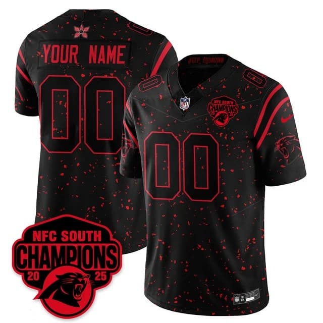 custom Carolina Panthers Stranger Things NFC South Division Champions Vapor Limited Jersey - All Stitched Black Limited