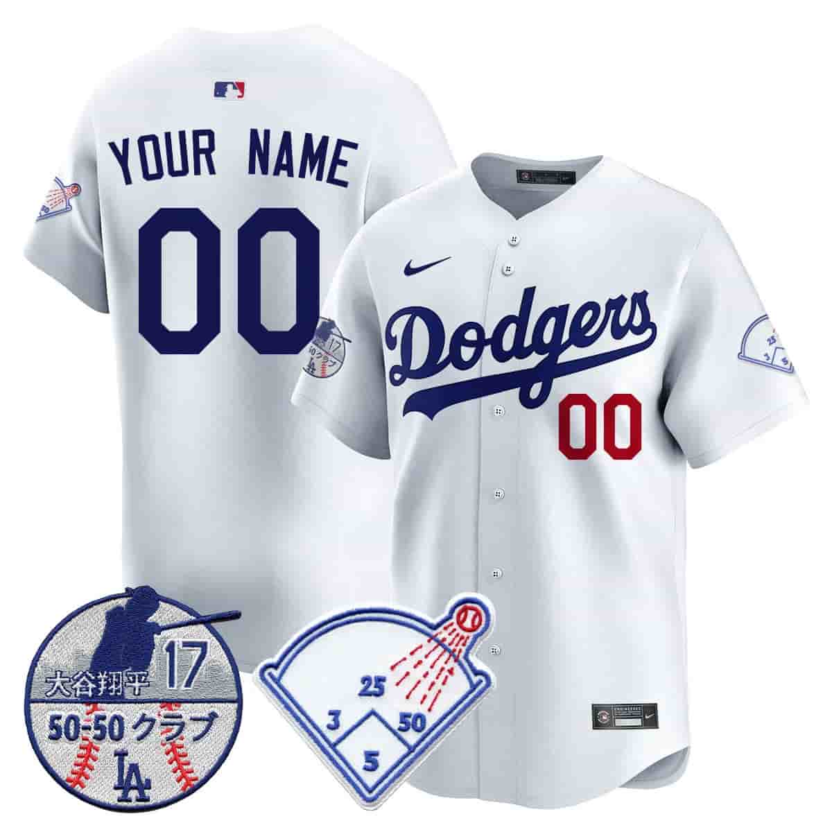 custom Los Angeles Dodgers Vapor Limited Jersey - Shohei Ohtani Patch - All Stitched White