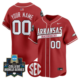 custom Men's Arkansas Razorbacks 2025 World Series Vapor Premier Limited Jersey - All Stitched Cardinal
