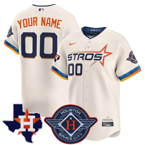 custom Men's Houston Astros 2025 City Connect Texas Patch Vapor Premier Limited Jersey - All Stitched Cream