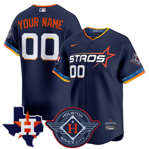 custom Men's Houston Astros 2025 City Connect Texas Patch Vapor Premier Limited Jersey - All Stitched Navy