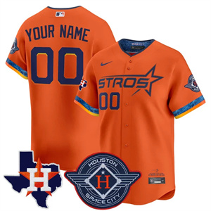 custom Men's Houston Astros 2025 City Connect Texas Patch Vapor Premier Limited Jersey - All Stitched Orange