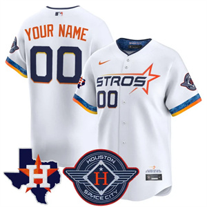 custom Men's Houston Astros 2025 City Connect Texas Patch Vapor Premier Limited Jersey - All Stitched White
