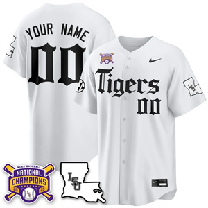 custom Men's LSU Tigers 2025 World Series Champions Limited Jersey - All Stitched White 1