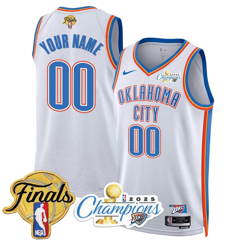 custom Men's Oklahoma City Thunder 2024-25 Champions Jersey - All Stitched Association 1