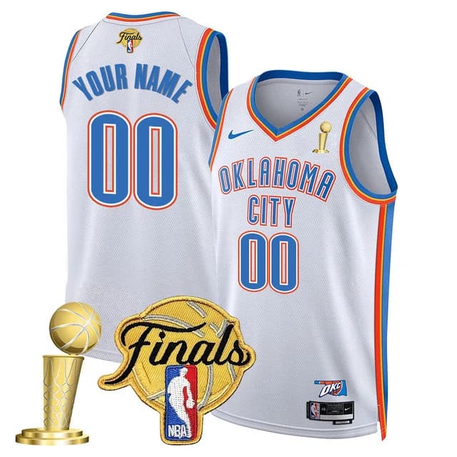 custom Men's Oklahoma City Thunder 2024-25 Champions Jersey - All Stitched Association