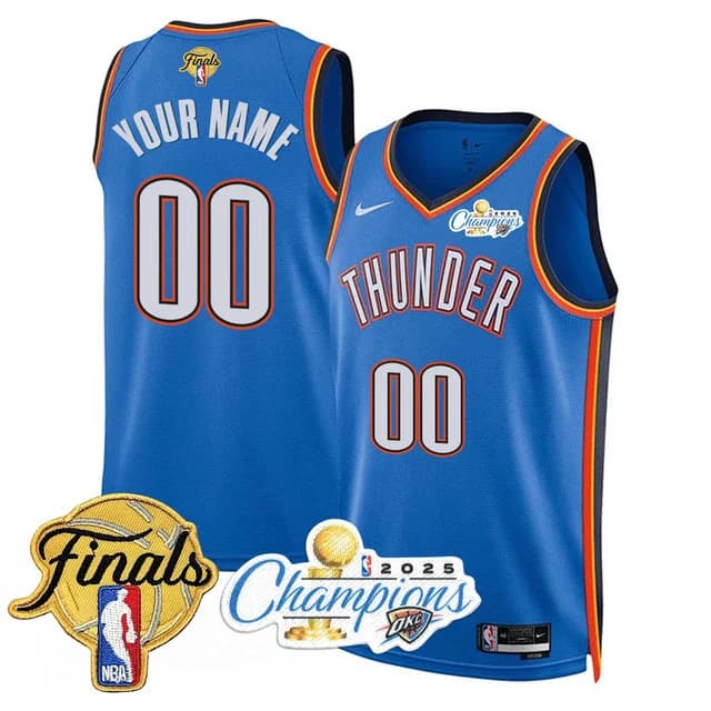 custom Men's Oklahoma City Thunder 2024-25 Champions Jersey - All Stitched Icon 1