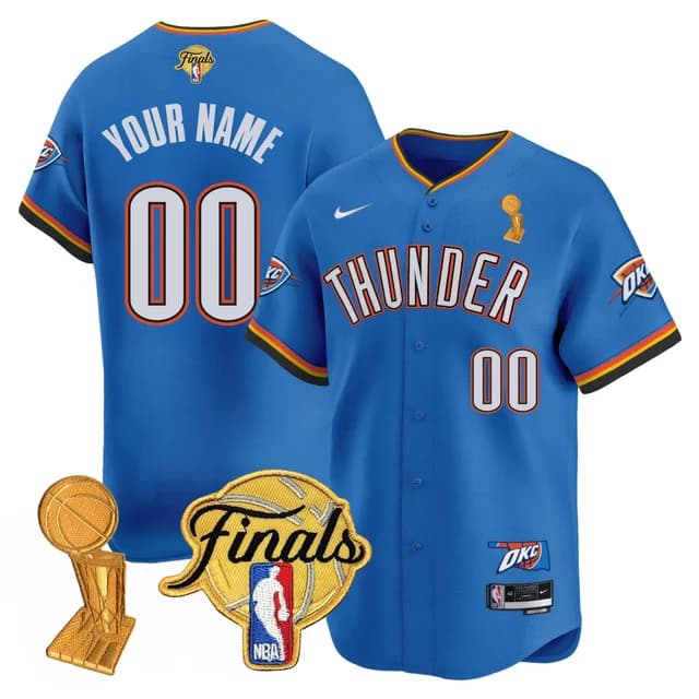 custom Men's Oklahoma City Thunder Baseball Jersey - Final Patch - All Stitched Split