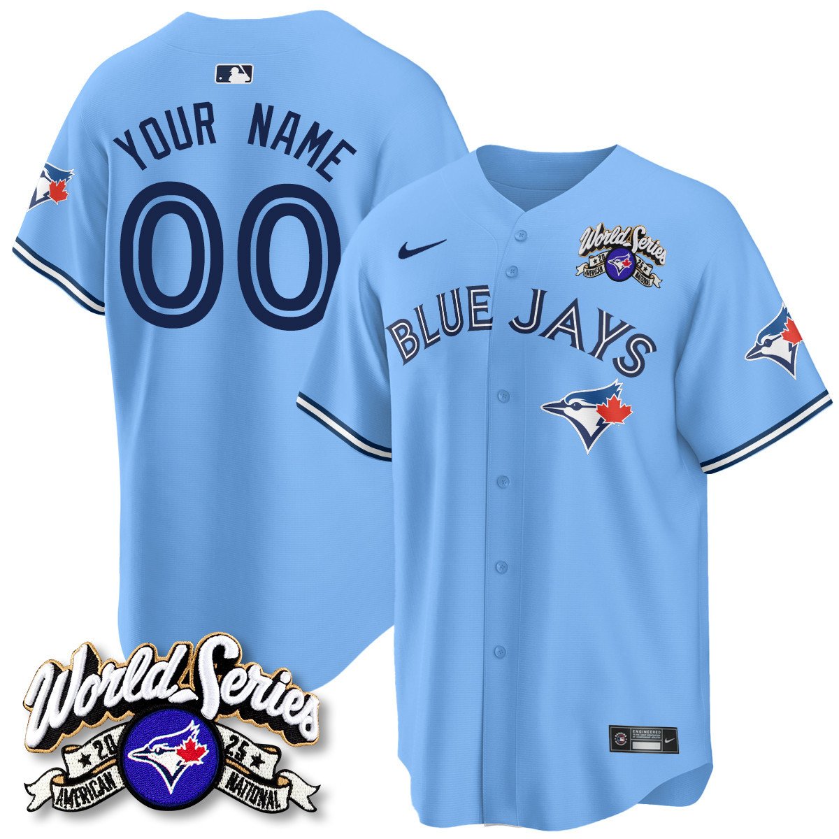 custom Toronto Blue Jays 2025 American League Champions Jersey - All Stitched   Light Blue