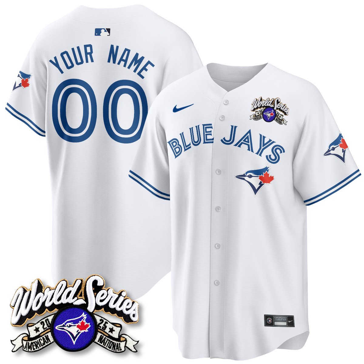 custom Toronto Blue Jays 2025 American League Champions Jersey - All Stitched   White