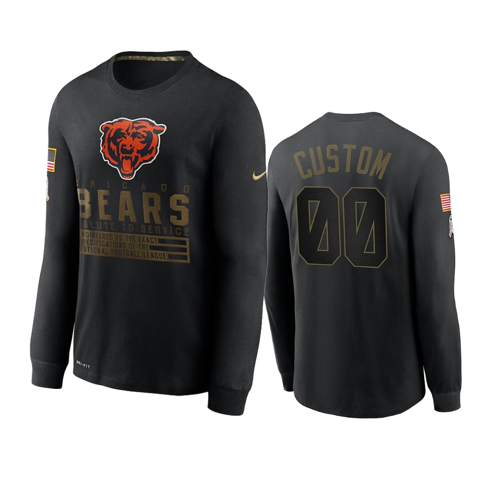custom bears black 2020 salute to service sideline performance long sleeve t shirt