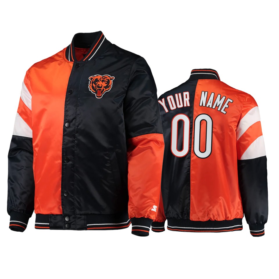 custom bears navy orange split leader varsity jacket