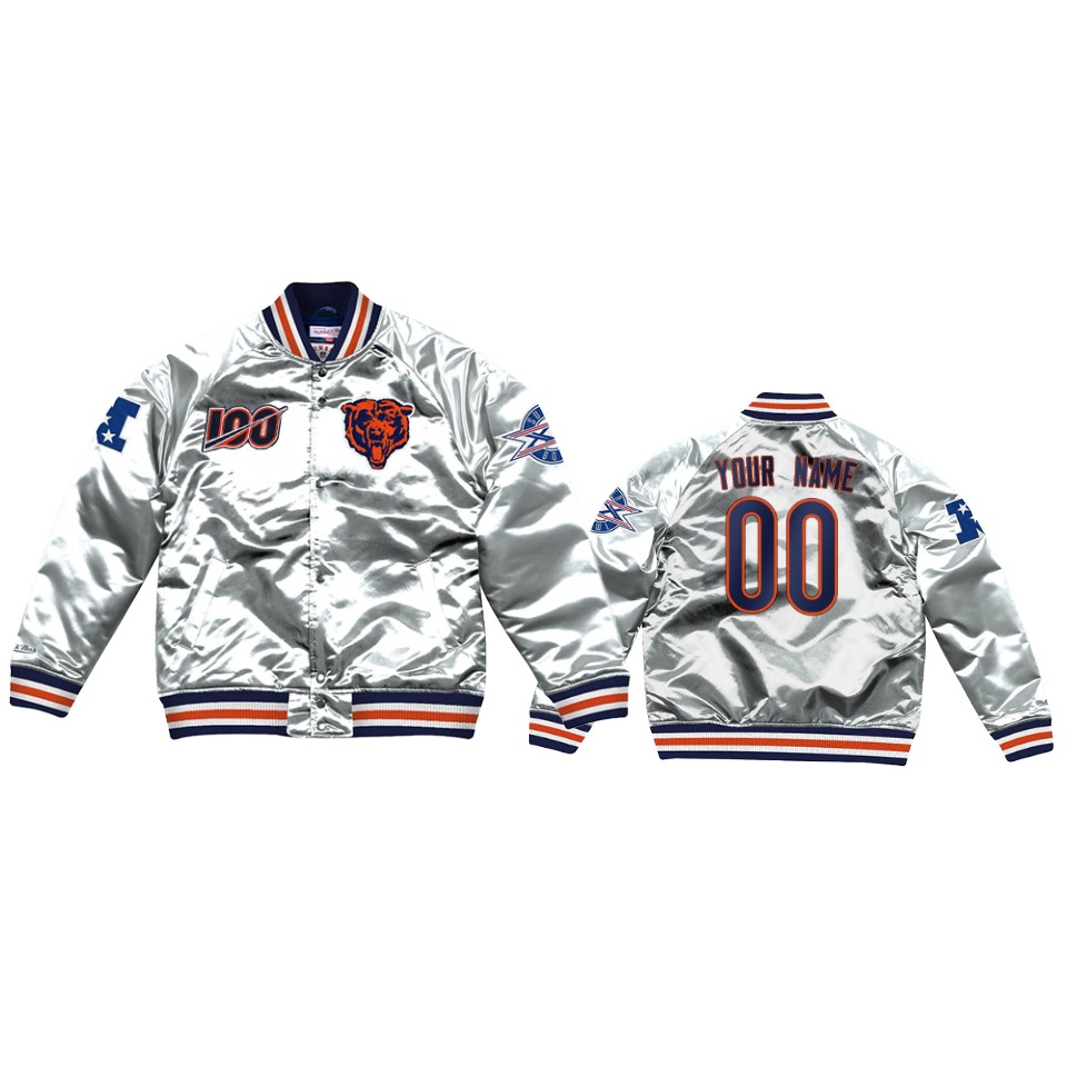 custom bears silver super bowl nfl 100 jacket