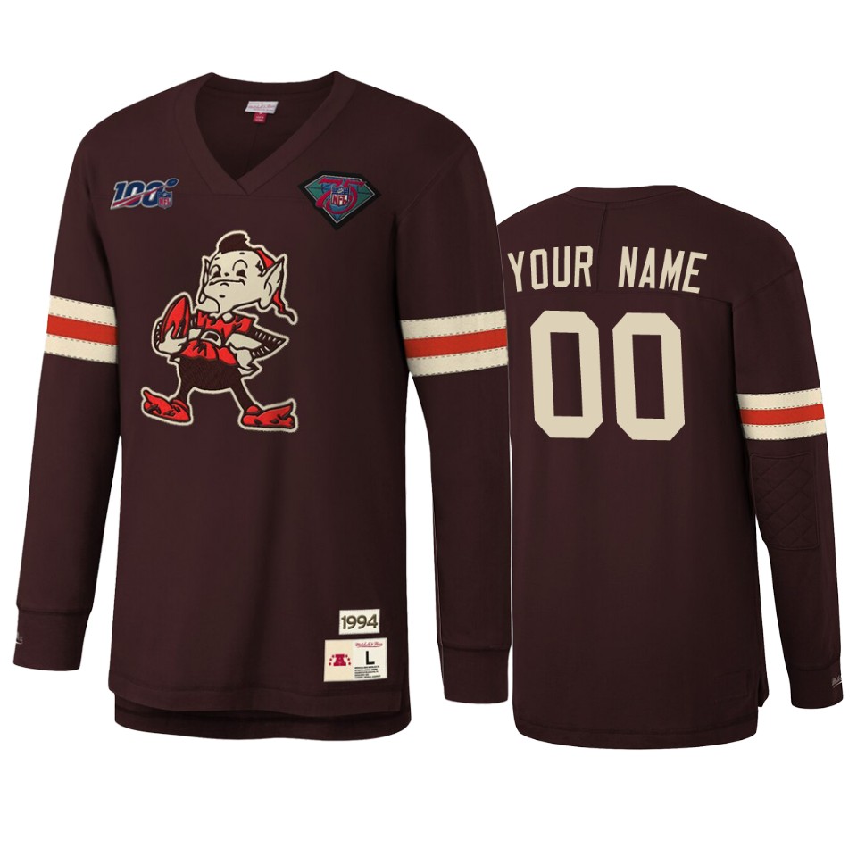 custom browns brown nfl 100 long sleeve t shirt