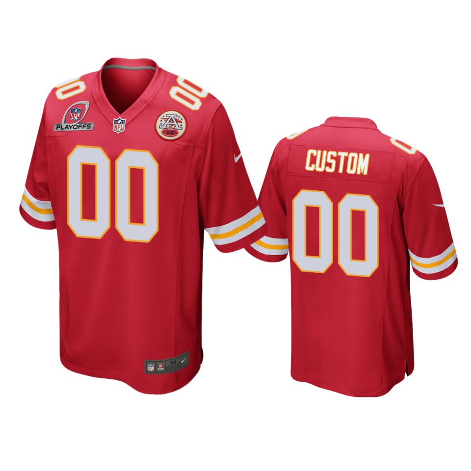 custom chiefs red 2021 nfl playoffs patch jersey