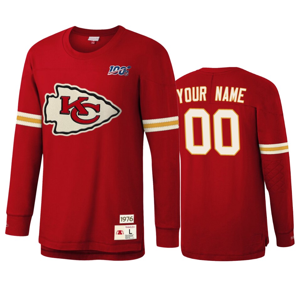 custom chiefs red nfl 100 long sleeve t shirt