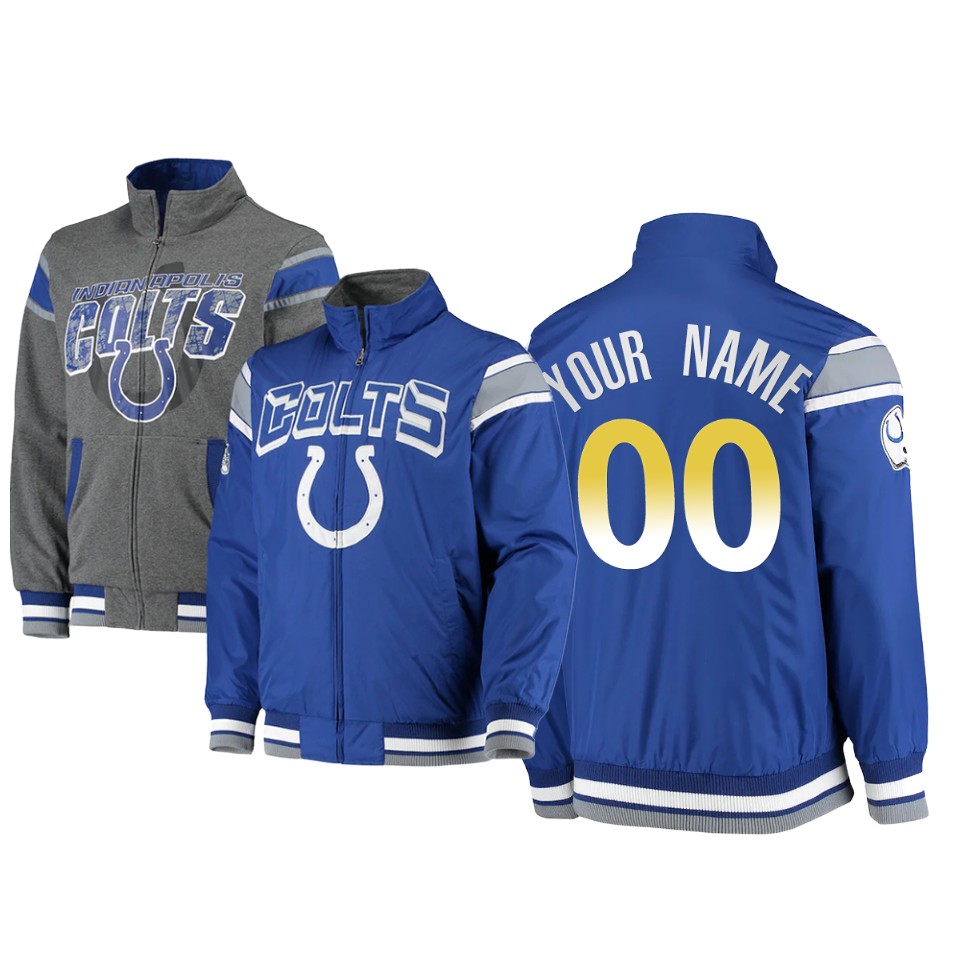 custom colts royal charcoal offside reversible full zip jacket