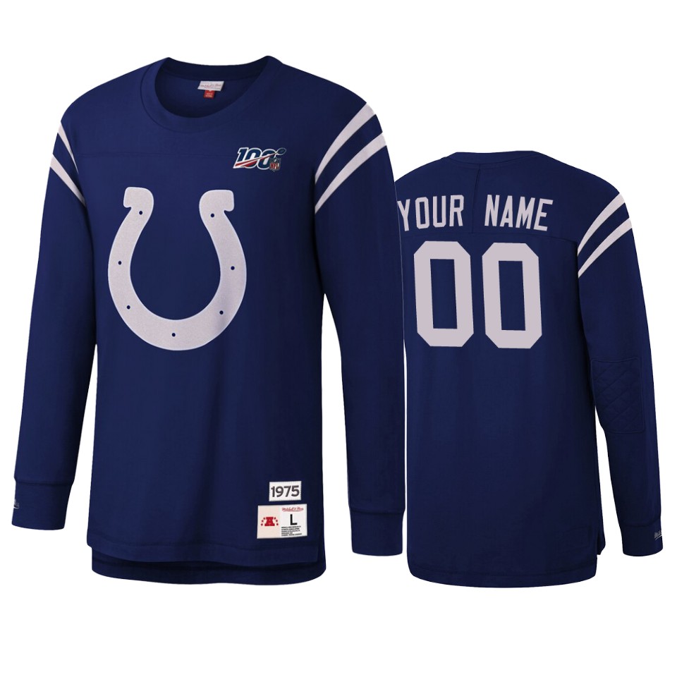 custom colts royal nfl 100 long sleeve t shirt