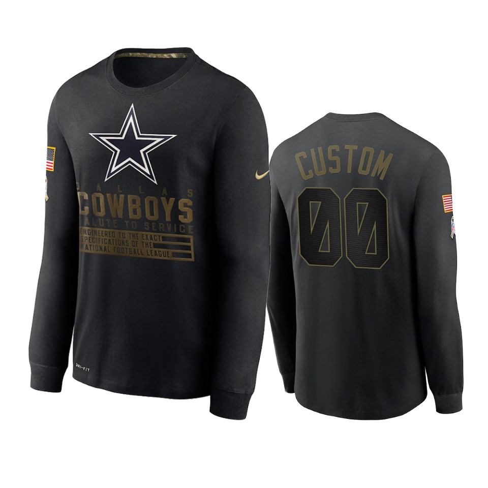 custom cowboys black 2020 salute to service sideline performance long sleeve t shirt