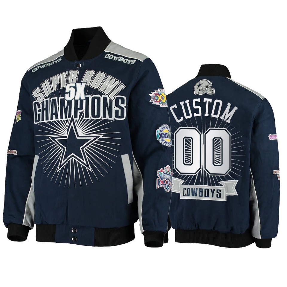 custom cowboys navy super bowl champions extreme triumph commemorative jacket