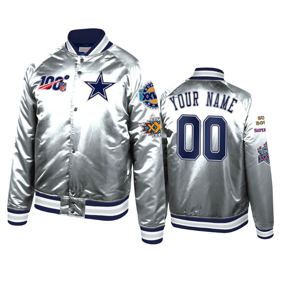 custom cowboys silver super bowl jacket