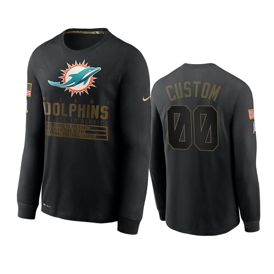 custom dolphins black 2020 salute to service sideline performance long sleeve t shirt