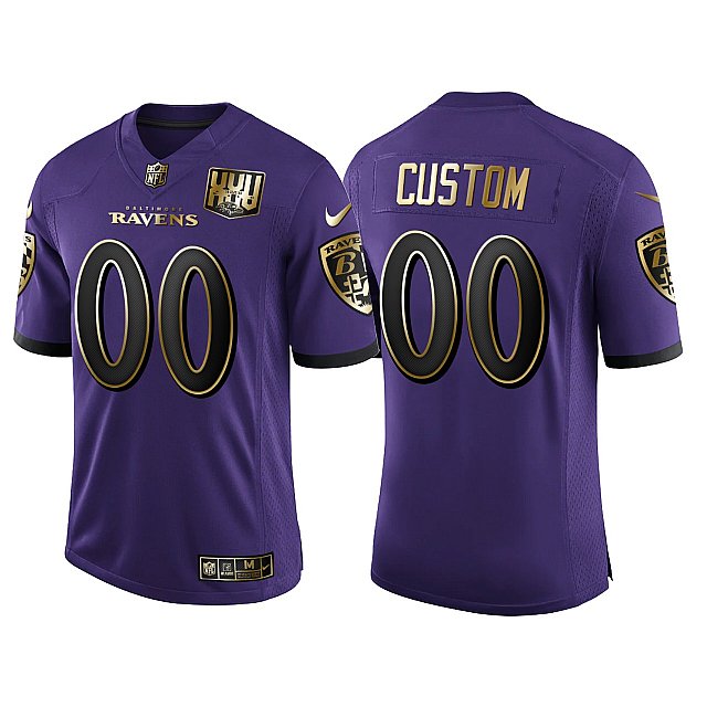 custom-golden-limited-baltimore-ravens-25th-anniversary-purple-speed-machine-jersey-middle